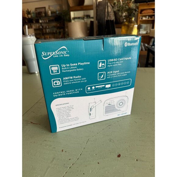 NWB Supersonic Retro Portable Bluetooth Speaker SC-1201BT With AM/FM Radio & USB - Picture 2 of 7